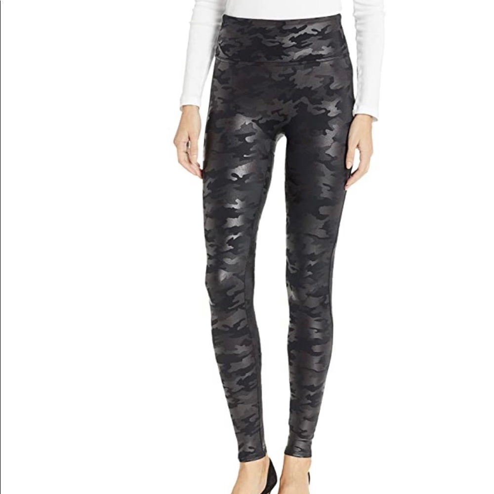 Spanx Camo Faux Leather Leggings